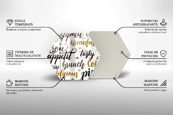 Skleněná krájecí deska Titulky bon appetit