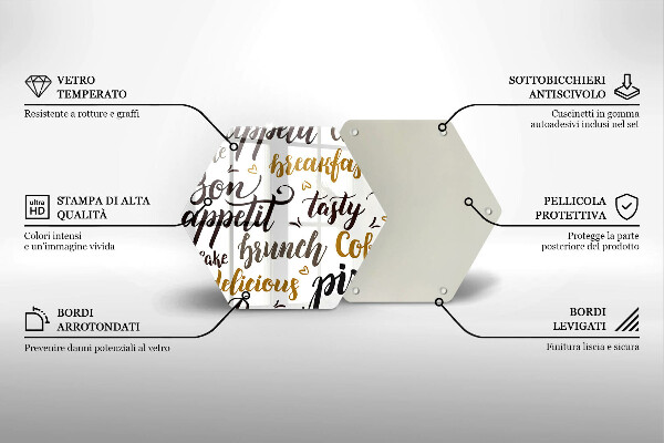 Skleněná krájecí deska Titulky bon appetit