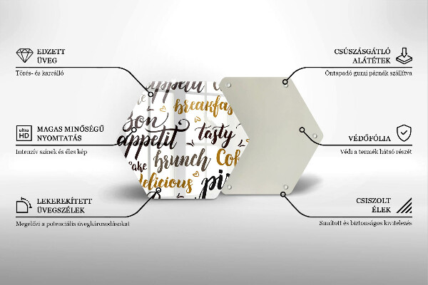 Skleněná krájecí deska Titulky bon appetit