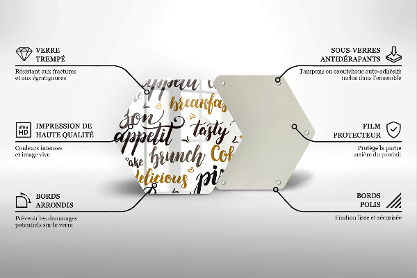 Skleněná krájecí deska Titulky bon appetit