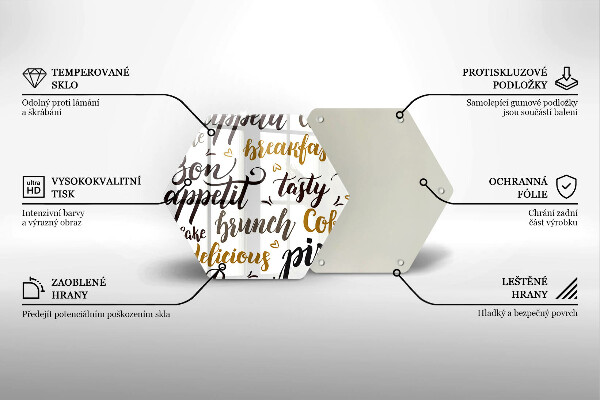 Skleněná krájecí deska Titulky bon appetit