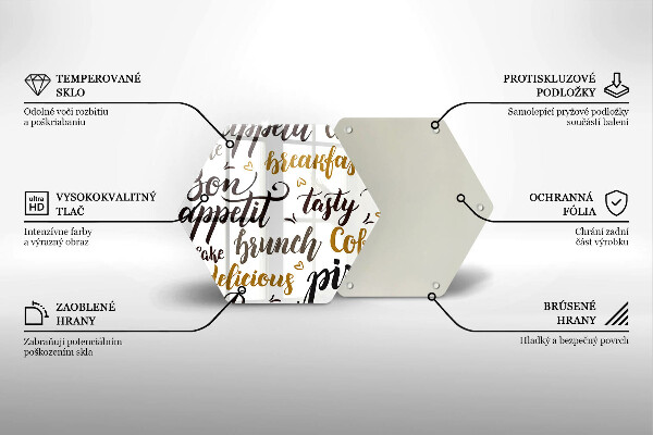 Skleněná krájecí deska Titulky bon appetit