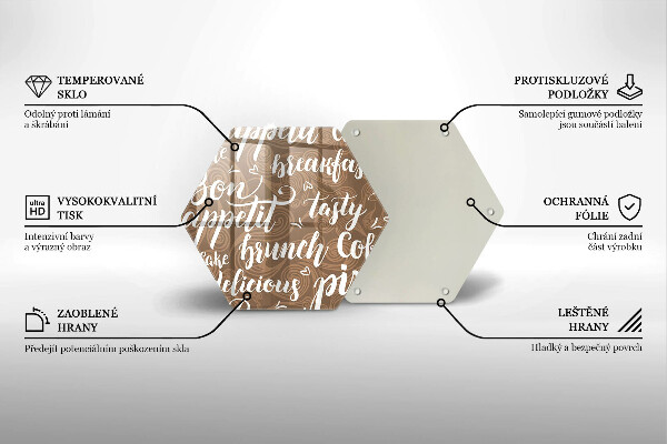 Skleněná krájecí deska Titulky bon appetit