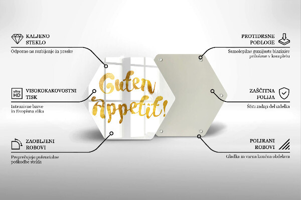 Skleněná krájecí deska Nápis guten appetit!