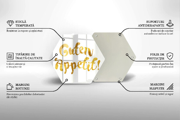 Skleněná krájecí deska Nápis guten appetit!