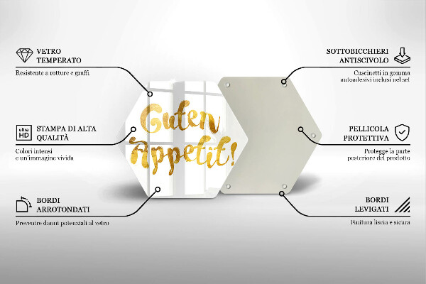 Skleněná krájecí deska Nápis guten appetit!