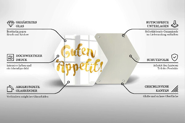 Skleněná krájecí deska Nápis guten appetit!