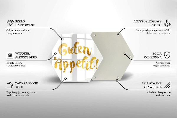 Skleněná krájecí deska Nápis guten appetit!