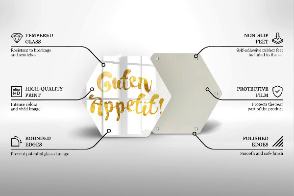 Skleněná krájecí deska Nápis guten appetit!