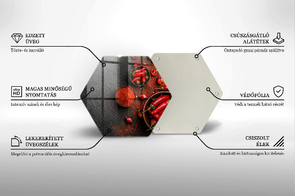 Skleněná krájecí deska Červené chilli papričky