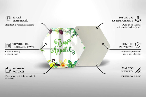 Skleněná krájecí deska Bon appetit nápis