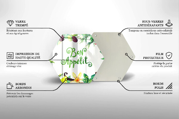 Skleněná krájecí deska Bon appetit nápis