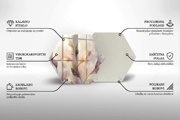 Skleněná deska do kuchyně Malované boho listy