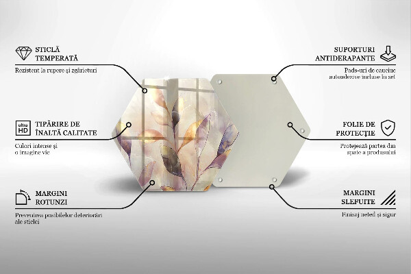 Skleněná deska do kuchyně Malované boho listy