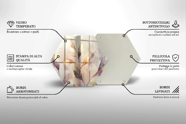 Skleněná deska do kuchyně Malované boho listy