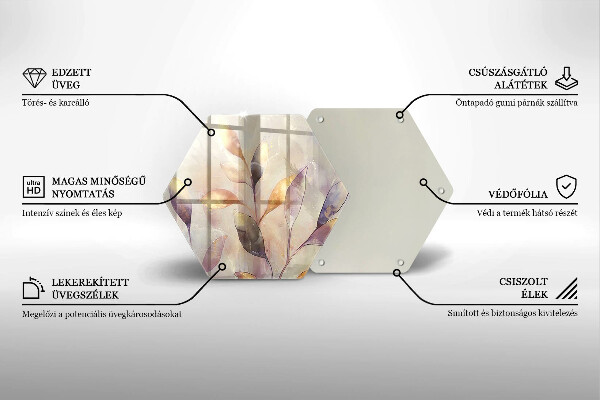 Skleněná deska do kuchyně Malované boho listy