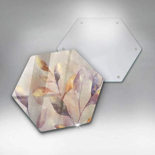 Skleněná deska do kuchyně Malované boho listy