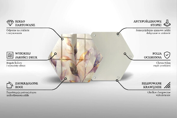 Skleněná deska do kuchyně Malované boho listy