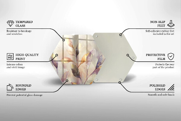 Skleněná deska do kuchyně Malované boho listy