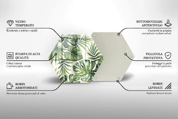 Skleněná deska do kuchyně Ilustrace monstera listy