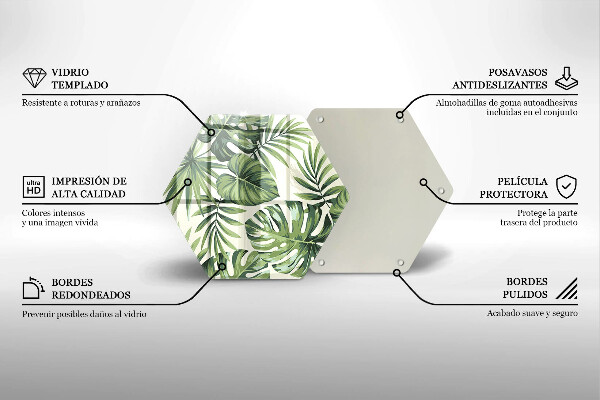 Skleněná deska do kuchyně Ilustrace monstera listy