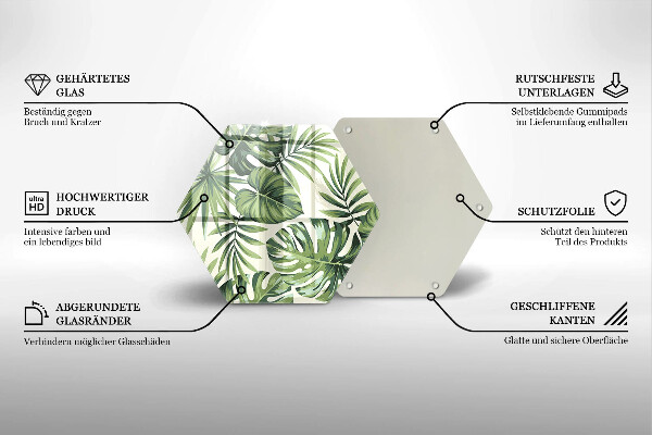 Skleněná deska do kuchyně Ilustrace monstera listy