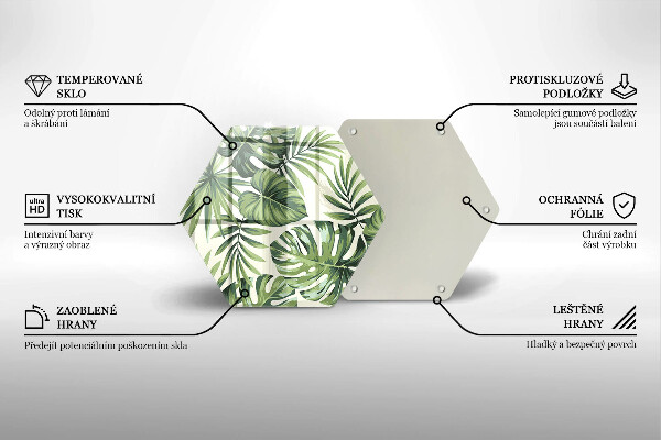 Skleněná deska do kuchyně Ilustrace monstera listy