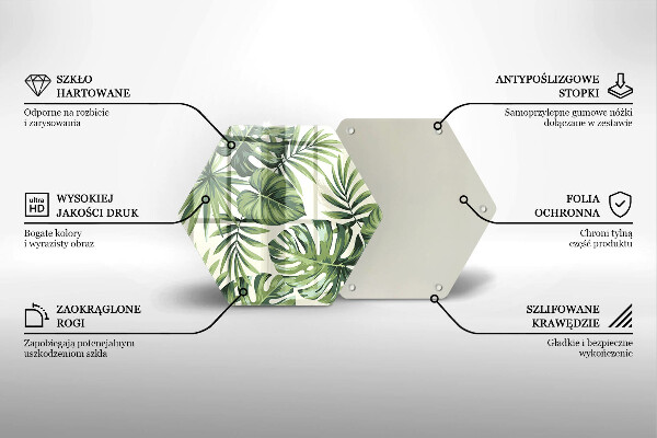 Skleněná deska do kuchyně Ilustrace monstera listy