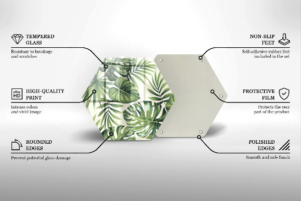 Skleněná deska do kuchyně Ilustrace monstera listy