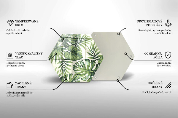 Skleněná deska do kuchyně Ilustrace monstera listy