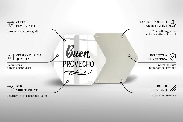 Skleněná deska do kuchyně Nápis buen provecho