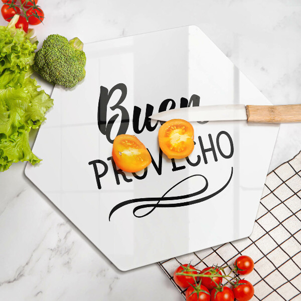 Skleněná deska do kuchyně Nápis buen provecho