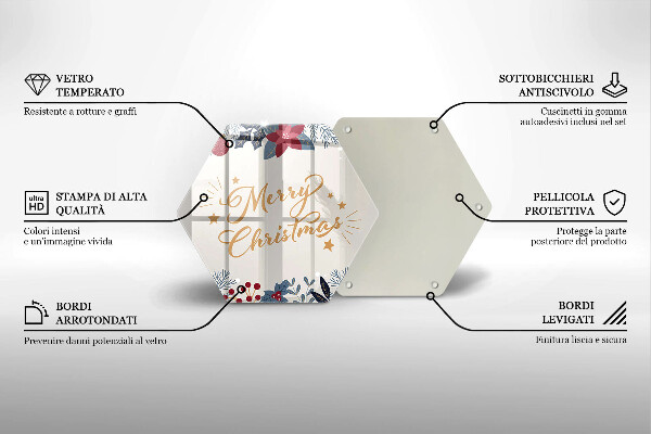 Skleněná deska do kuchyně Merry christmas nápis