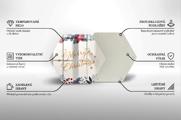 Skleněná deska do kuchyně Merry christmas nápis