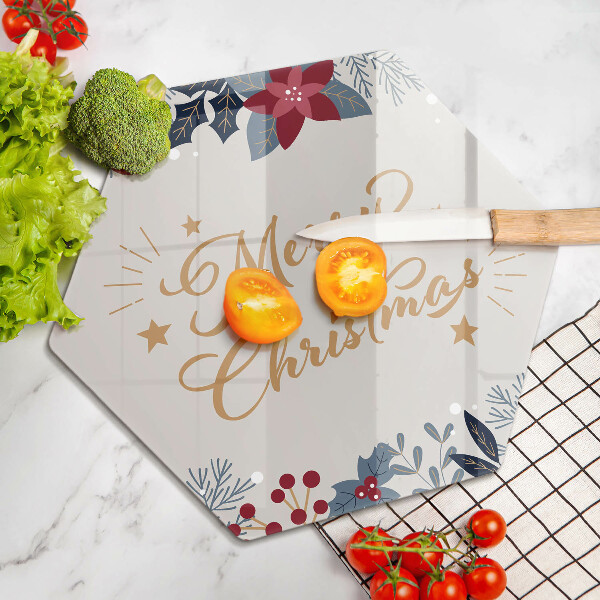 Skleněná deska do kuchyně Merry christmas nápis