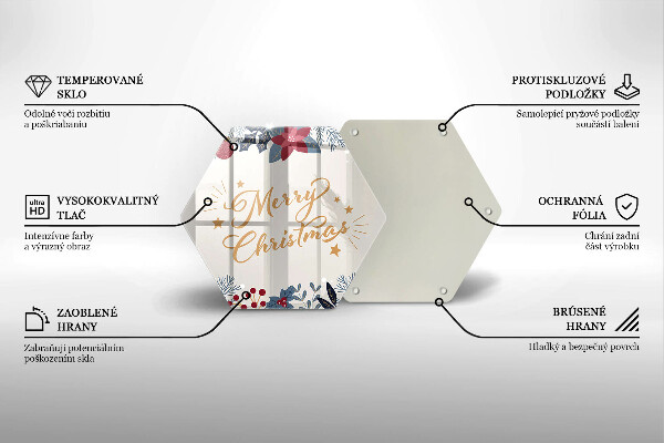 Skleněná deska do kuchyně Merry christmas nápis