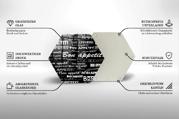 Skleněná deska do kuchyně Kuchyňské titulky bon appetit