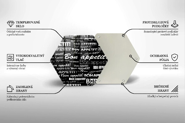 Skleněná deska do kuchyně Kuchyňské titulky bon appetit