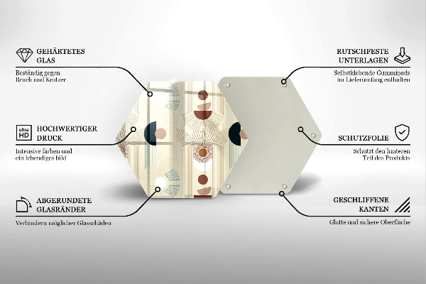 Skleněná deska do kuchyně Boho geometrické tvary