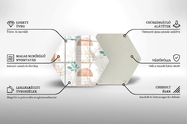 Skleněná deska do kuchyně Boho listy vzor