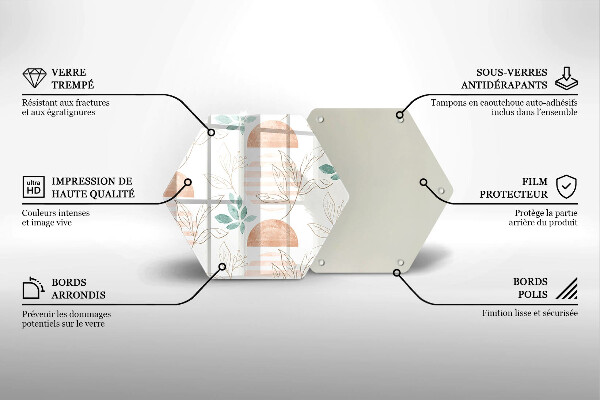 Skleněná deska do kuchyně Boho listy vzor