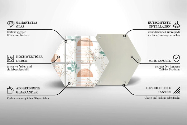 Skleněná deska do kuchyně Boho listy vzor