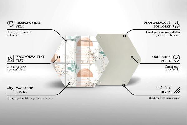 Skleněná deska do kuchyně Boho listy vzor