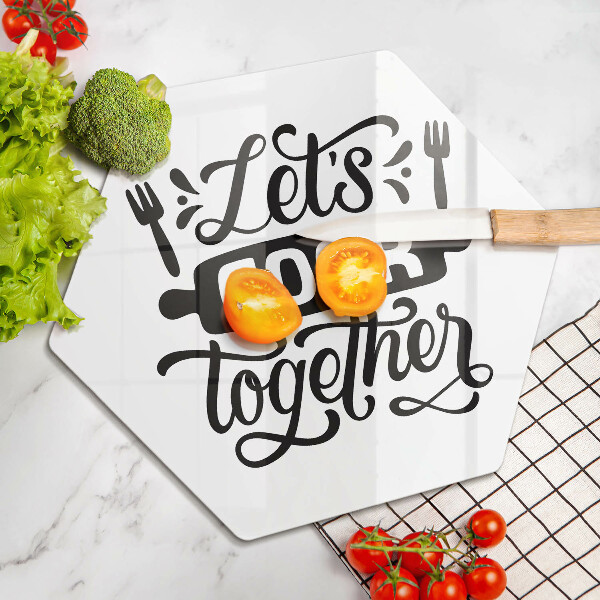 Skleněná deska do kuchyně Let's cook together