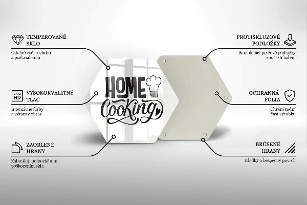 Skleněná deska do kuchyně Nápis home cooking