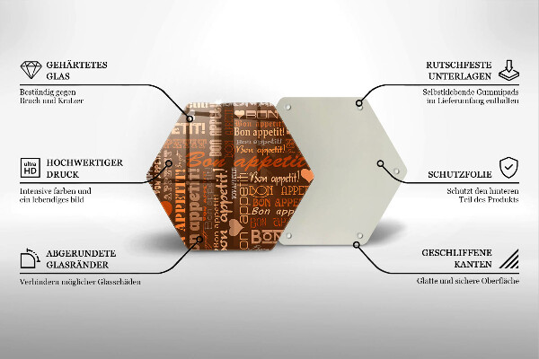 Skleněná deska do kuchyně Titulky bon appetit