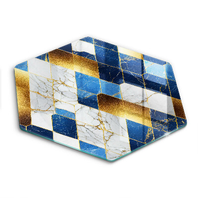 Skleněná deska do kuchyně Zlaté mramorové kosočtverce