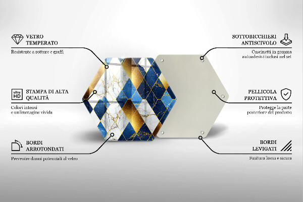 Skleněná deska do kuchyně Zlaté mramorové kosočtverce