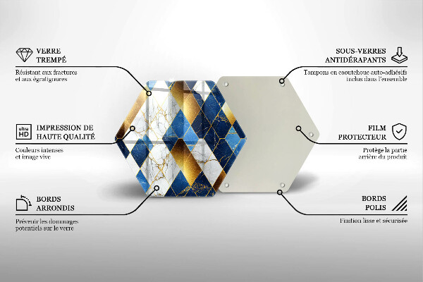 Skleněná deska do kuchyně Zlaté mramorové kosočtverce