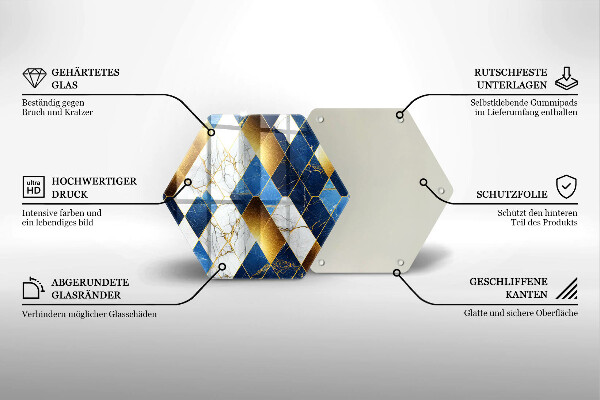 Skleněná deska do kuchyně Zlaté mramorové kosočtverce